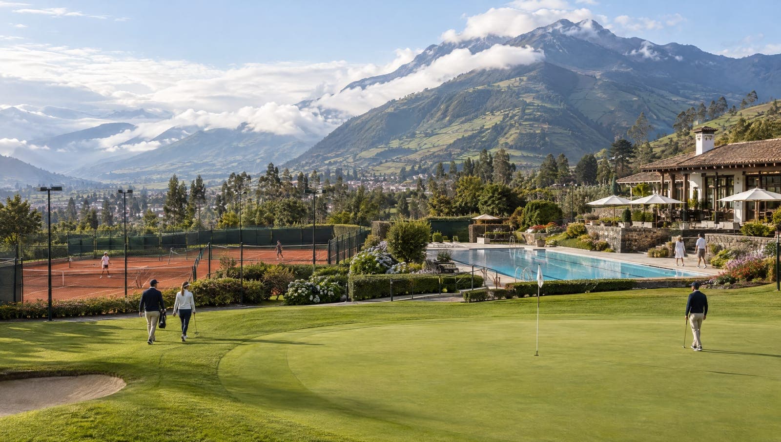 Canchas de tenis de arcilla y pádel de un country club